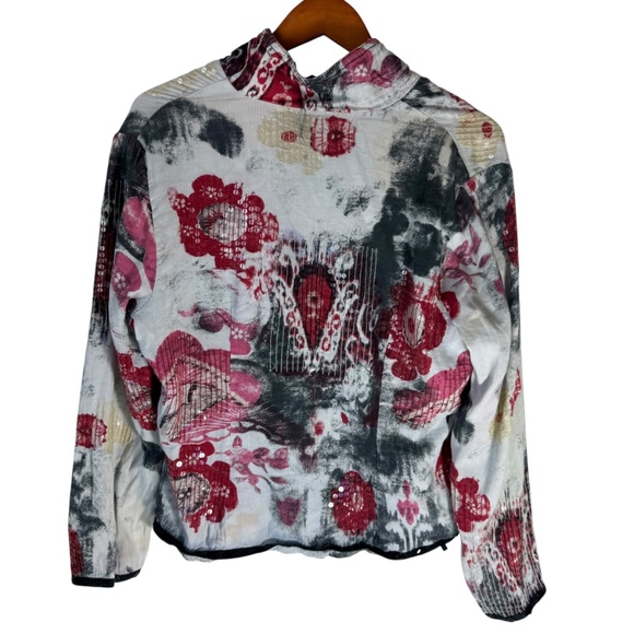 Sandy Starkman Vintage Cotton Sequin Detailed Button Front Jacket Sz XL - Picture 2 of 6